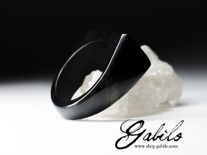 Мужское кольцо из чёрного нефрита