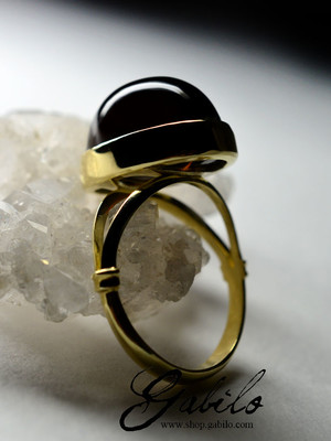 золотое кольцо с морионом