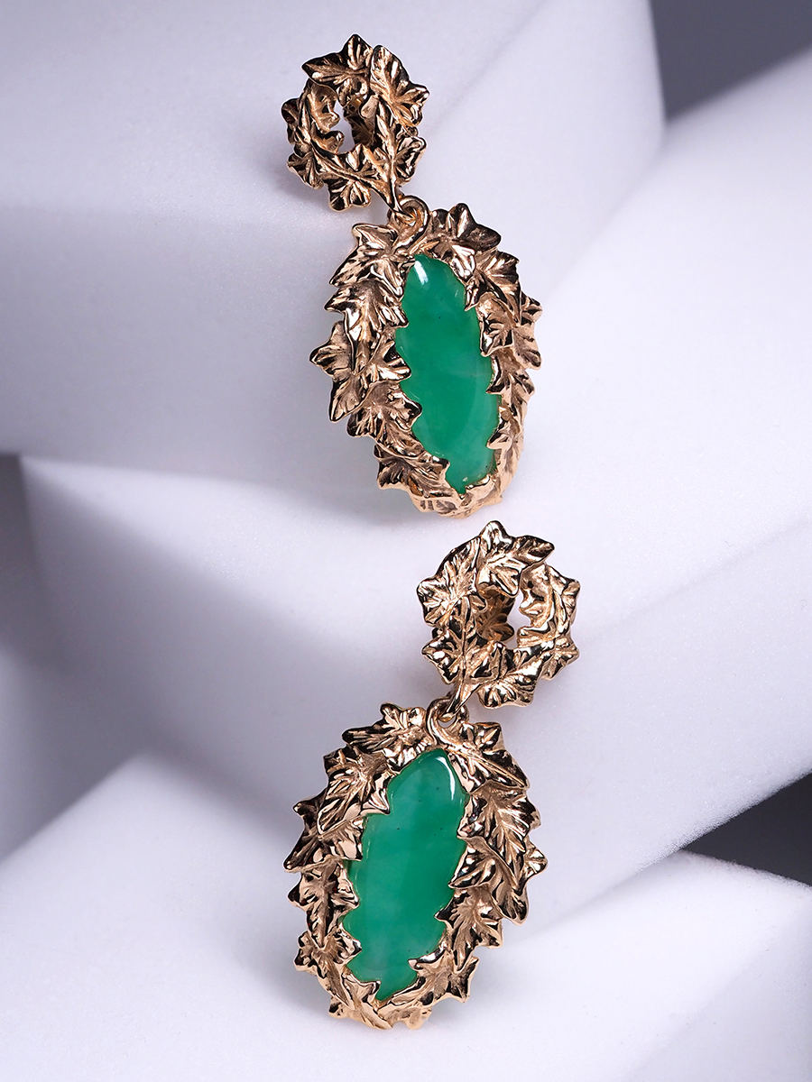 chrysoprase gold earrings
