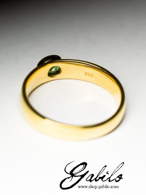 Золотое кольцо с Цаворитом с сертификатом МГУ