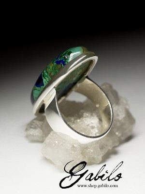 Мужское серебряное кольцо с азурмалахитом