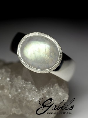 Мужское серебряное кольцо с адуляром с сертификатом