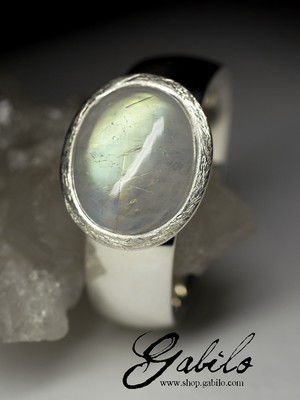 Мужское серебряное кольцо с адуляром с сертификатом