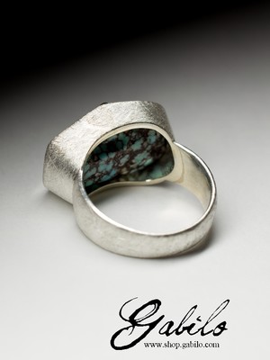 Крупное кольцо с бирюзой в серебре