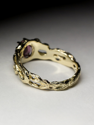 Сертифицированное золотое кольцо с рубеллитом