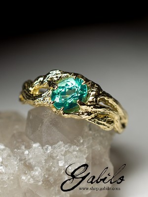Золотое кольцо с турмалином Параиба