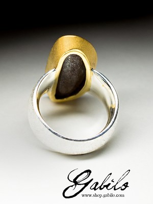 Крупное серебряное кольцо с болдер опалом 