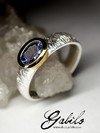 Серебряное кольцо с сапфиром с сертификатом МГУ