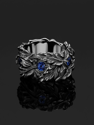 Серебряное кольцо с сапфирами