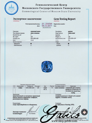 Найдем похожий Сапфир из Кашмира - Royal Blue 1.53 карата сертификаты GIA, МГУ и EG Lab