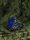 Chromatic Blue - Серебряное кольцо с Черным Опалом
