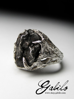 Серебряное кольцо с метеоритом