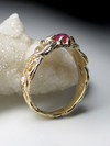 Золотое кольцо со звездчатым рубином с сертификатом МГУ