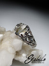 Серебряное кольцо с кристаллом сапфира с сертификатом МГУ