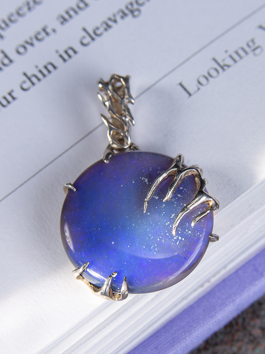 blue opal silver pendant