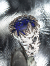 Плющ в снегу - Серебряное кольцо с Черным Опалом
