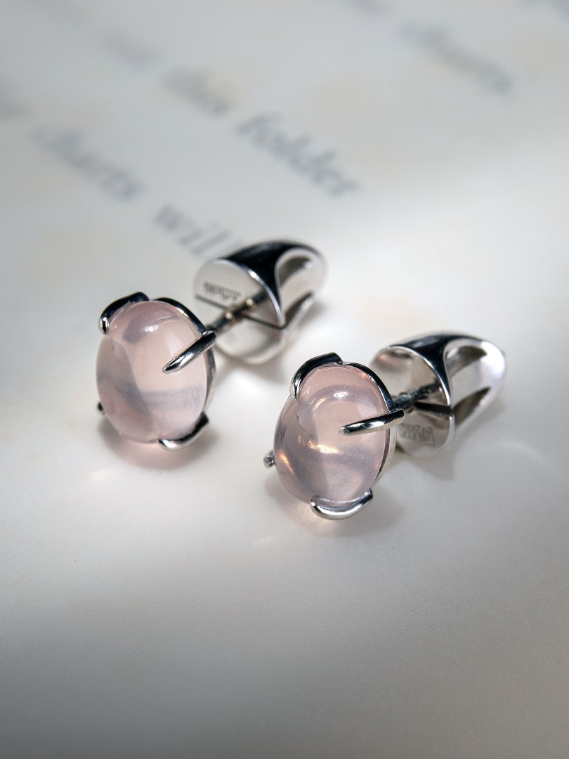 pink quartz gold earrings