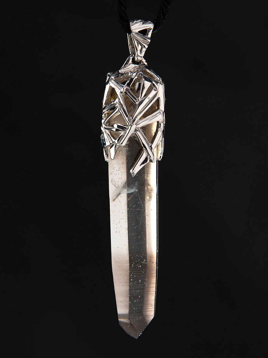 citrine crystal silver pendant