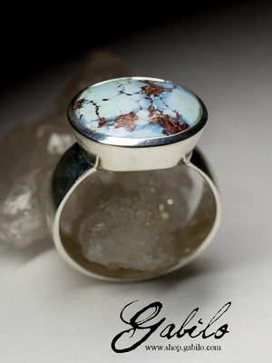 Мужское кольцо с бирюзой в серебре