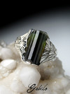 Кольцо с полихромным кристаллом турмалина
