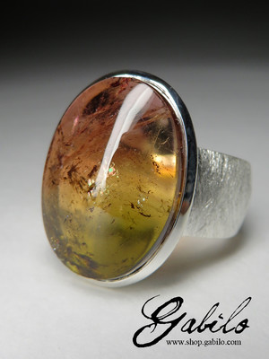 Серебряное кольцо с полихромным турмалином