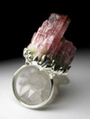 Резерв: Крупные кристаллы турмалина кольцо в серебре