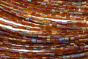 Колье-каскад 50 рядов из стекляруса Braun длинное