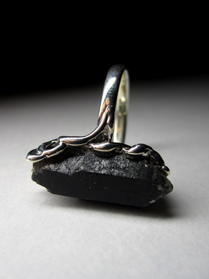 Кольцо с морионом серебряное