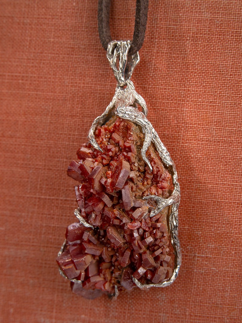 vanadinite silver pendant