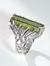 Серебряное кольцо с кристаллом зеленого турмалина