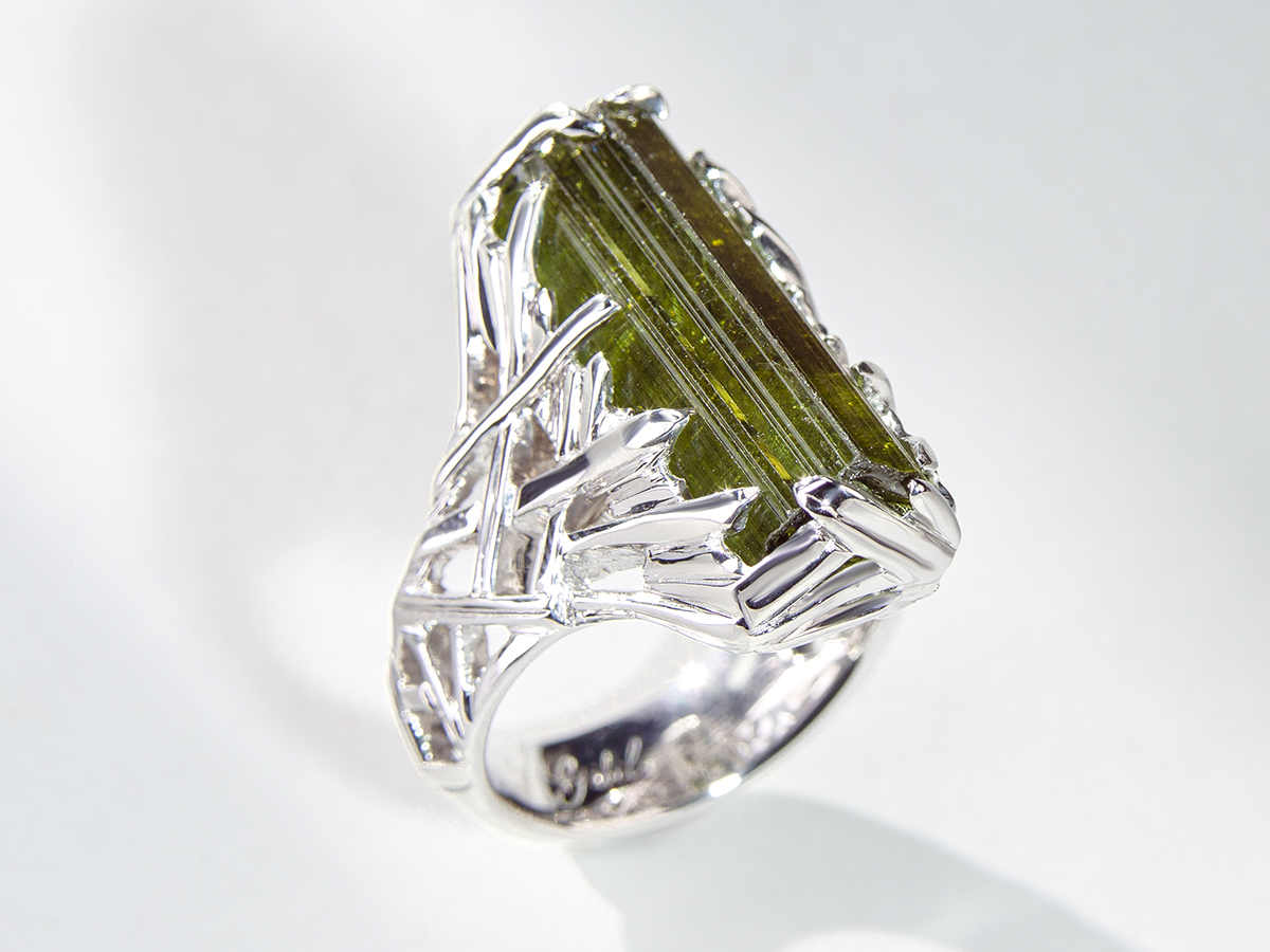 verdelite green tourmaline crystal ring