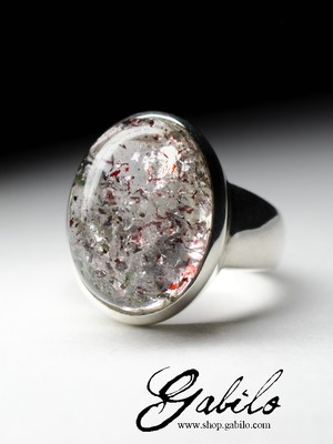 Серебряное кольцо с авантюриновым солнечным камнем