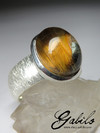 Серебряное кольцо с кабошоном кварца с рутилом