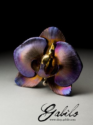 Серебряное кольцо из титана Орхидея
