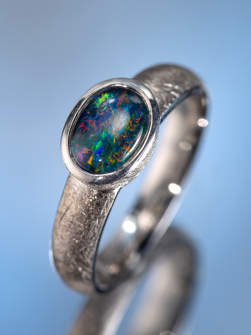 triplet opal silver ring