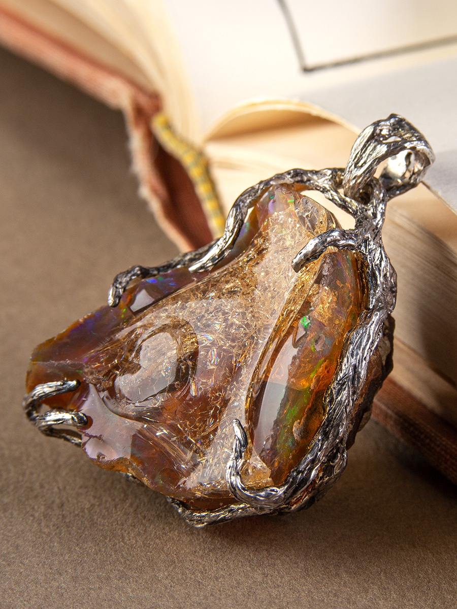 ethiopian opal silver pendant