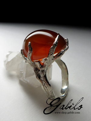 Кольцо с сердоликом карнеолом в серебре