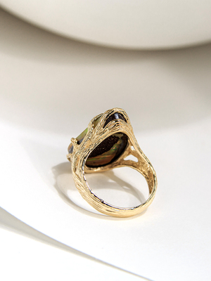 Dune - Золотое кольцо с болдер опал