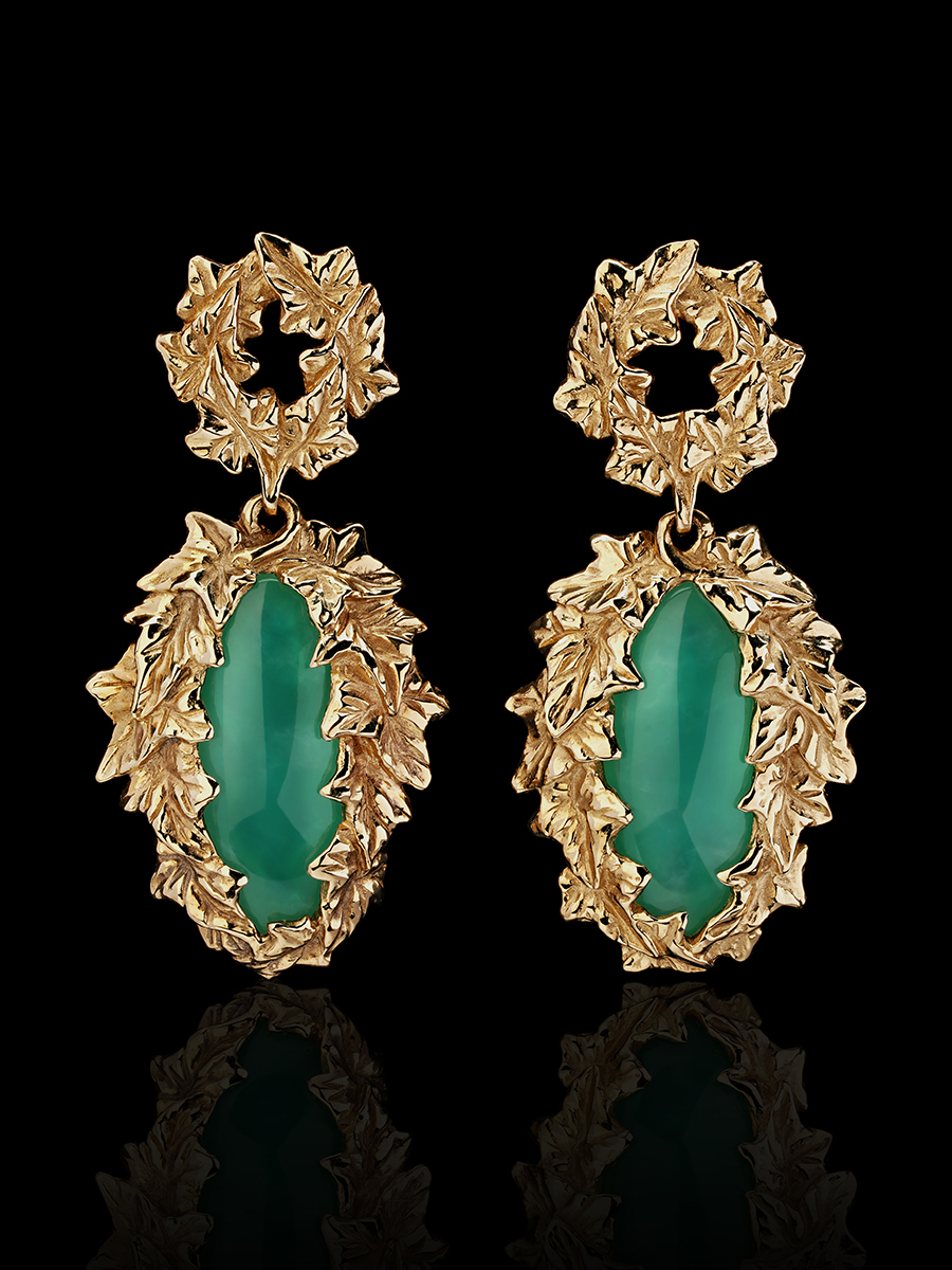 chrysoprase gold earrings