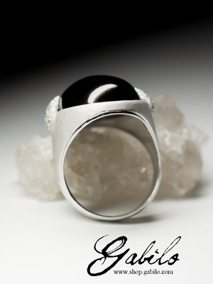 Кольцо с гагатом в серебре