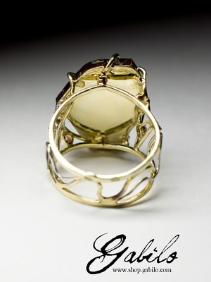 Золотое кольцо со слайсом турмалина