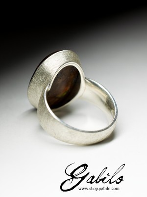 Мужское кольцо с огненным агатом в серебре