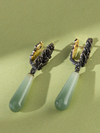 Серебряные серьги Ivy с двухцветным нефритом