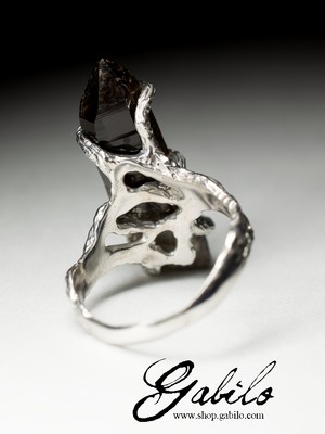 Серебряное кольцо с морионом