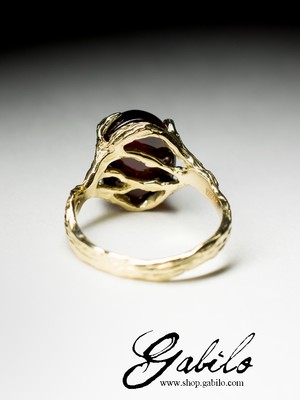 Золотое кольцо с гранатом гессонитом