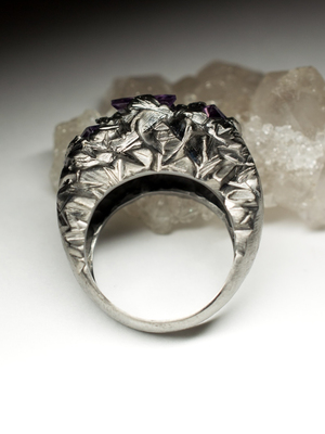 Серебряное кольцо с аметистами с сертификатом МГУ