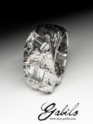 Серебряное кольцо с горным хрусталем с сертификатом