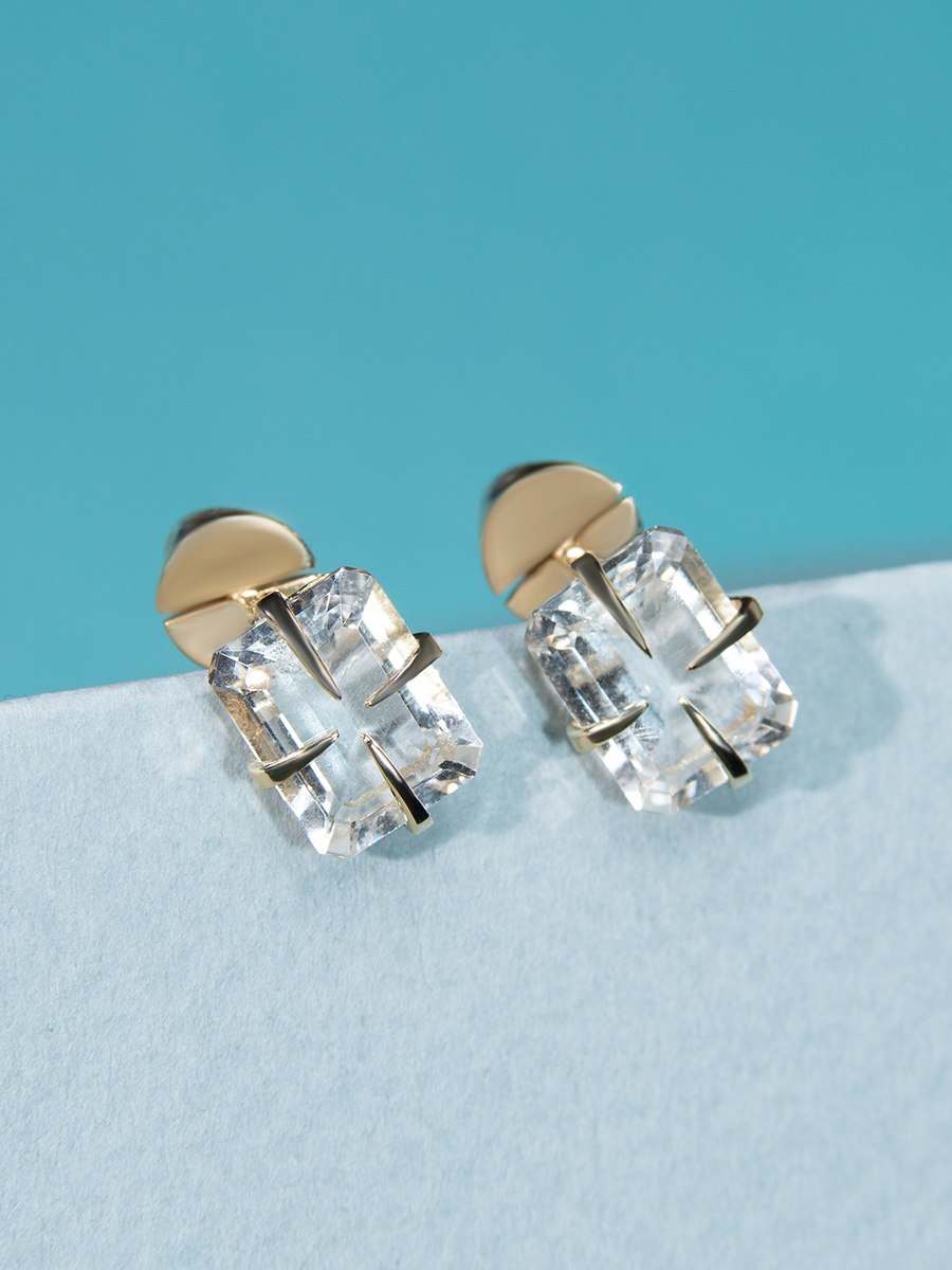 rock crystal gold earrings