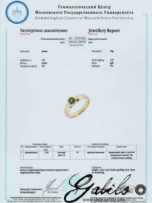 Золотое кольцо с хромдиопсидом