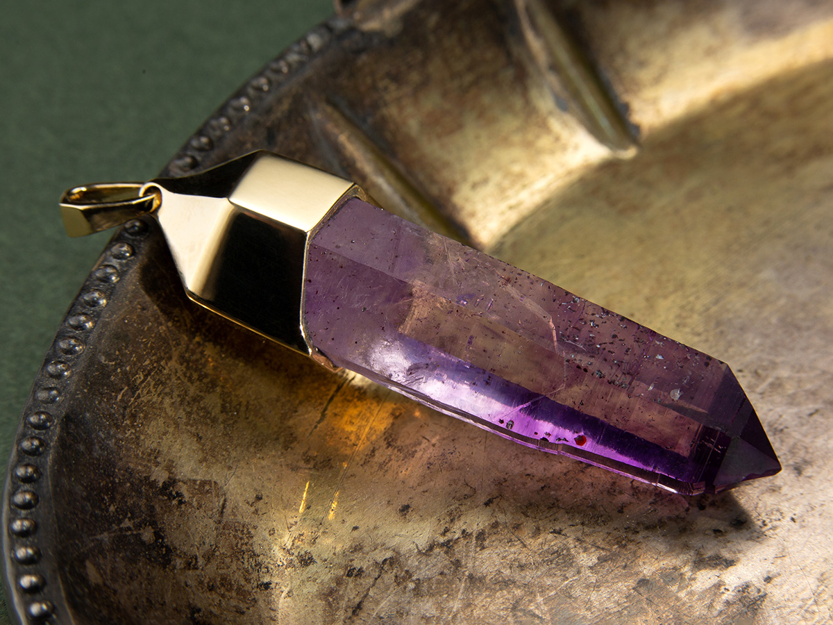 amethyst crystal gold pendant